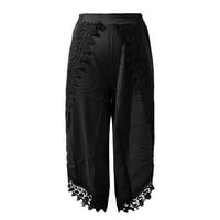 Tajice proljetno-jesenske čipkaste Harem hlače Ležerne mekane široke gamaše za žene crne A-liste