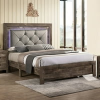 Namještaj Amerike Emlyn rustikalni drveni tuftirani krevet, kraljica, prirodni ton