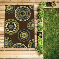 Istočni tkalci Amerike Frizijski cvjetni polipropilenski tepih za unutarnju i vanjsku upotrebu, bjelokost