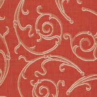 Unutarnji i vanjski tepih s cvjetnim uzorkom, 5'3 5'3 okrugla, prirodno crvena