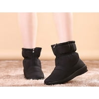 Ženske udobne Ležerne čizme za snijeg s plišanom podstavom zimske cipele za šetnju tople čizme s okruglim prstima crne 7,5