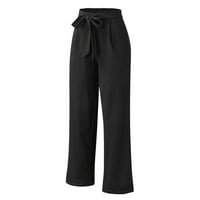 Ženske Ležerne jednobojne hlače s labavim džepovima i elastičnim pojasom u struku, duge hlače