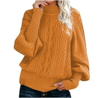 Ženski pulover casual pleteni široki pulover dugih rukava jednobojni džemper s okruglim vratom