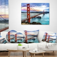 Designart Golden Gate u San Franciscu - jastuk za bacanje morskog mosta - 18x18