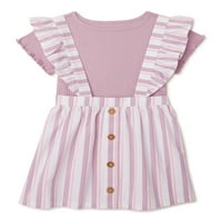 Wonder Nation Baby and Toddler Girl Pinafore haljina, dvodijelni set odjeće, veličine 12m-5T