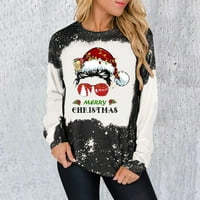 Majice s dugim rukavima za žene Božićni slatki šešir Djeda Mraza Raglan bluza s grafičkim printom i slovima casual pulover s okruglim