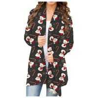 Ženske jakne, odjeća s džepom za Božić, digitalni tisak, ležerni kardigan s dugim rukavima, jakne od flisa, _ 2096