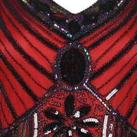 Ženska haljina s izrezom u obliku slova U i kratkim rukavima u vintage stilu s kićankama midi duljine