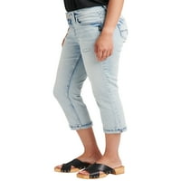 Silver Jeans Co. Ženski Elyse Mid Rise Capri, veličine struka 24-36