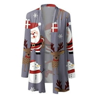 Džemper kardigan Ženski preveliki kardigan Džemperi za žene modni kardigan za žene s božićnim printom jesen kardigan s otvorenim