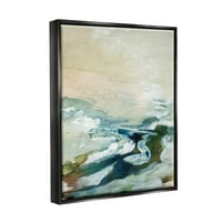 Moderna plaža prskanje valova apstraktno slikanje u crnom okviru umjetnički tisak zidna umjetnost