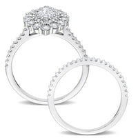 Miabella Women's 1- karat T.W. Marquise & Round-Cut Diamond 14kt set bijelog zlata Halo