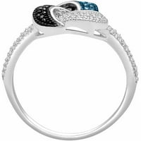 Carat T.W. Višebojni dijamantni sterling srebrni modni prsten