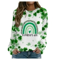 Ženski labavi vrhovi s printom na Dan svetog Patrika dugih rukava s okruglim vratom, pulover, sportska košulja u zelenoj boji;