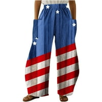 Kratke hlače u obliku zvijezde i pruge, ženske Ležerne kratke hlače s printom Dana neovisnosti, džepovi, elastični struk, udobne