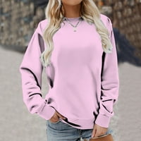 Topovi Plus Size za žene modni ženski casual topovi dugih rukava košulje jednobojna majica s okruglim vratom pulover labava tunika
