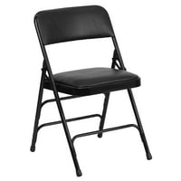 Serija A. C. zakrivljena sklopiva stolica s trostrukim pričvršćivanjem s dvostrukim šarkama od crnog vinila i metala