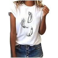 Ženska ljetna odjeća na rasprodaji Slatki topići majice kratkih rukava udobne košulje s okruglim vratom ležerni labavi print s perjem