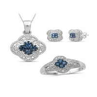 Jewelersclub Carat T.W. Plavo -bijeli dijamantni srebrni set nakita