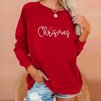 Majica za žene s grafičkim printom ženski gornji dio džemper s okruglim vratom s božićnim printom labava bluza duks bez kapuljače