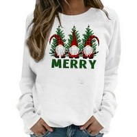 & Ženska modna ležerna odjeća s dugim rukavima s božićnim printom, puloveri s okruglim vratom, džemperi, bluze
