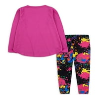 Crayola Toddler i djevojčice grafičke majice i tajice s dugim rukavima, dvodijelni set odjeće, veličine 2T-6x