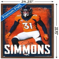 Denver Broncos - Zidni plakat Justin Simmons, 22.375 34 uokviren
