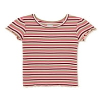 Ganimals Baby and Toddler Girls 'Stripe Ribbed majica s kratkim rukavima, 12m-5t