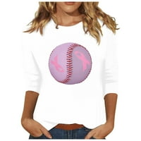 Svijest o raku dojke ženska modna široka majica s printom bluza s rukavima s okruglim vratom ležerni vrhovi