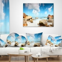 DesignArt Rocky Blue Morshore Panorama - Jastuk za bacanje s tiskanom pejzažom - 18x18