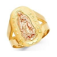 Masivni dvobojni prsten od bijelog i žutog zlata od 14 karata s prikazom Djevice Marije od Guadalupe, veličina 9