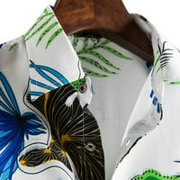 Muška ljetna bluza Plus veličine havajska košulja kratkih rukava ovratnik s printom cvjetnog lišća košulje za plažu na kopčanje vrhovi
