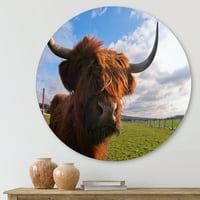 Designart 'Izbliza portret yak' Farmhouse Circle Metal Wall Art - Disk od 11