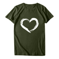 Žene Plus size ženske casual majice s okruglim vratom s printom srca bluza vojna Zelena Majica