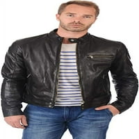 Muška kožna jakna od prave ovčje kože, ležerni biciklistički motociklistički kaput, Crna gornja odjeća