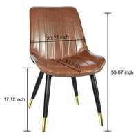 Dizajnerska grupa Retro smeđa stolica za blagovanje bez ruku sa zlatnim nogama, set od 4