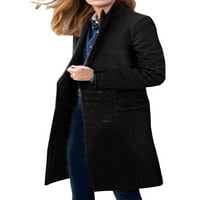 Ženski kaput od donjeg rublja s džepovima s dvostrukim kopčanjem dugi trenč kaput modni kardigan večernji crni 5-inčni