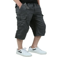 Muške Capri hlače s elastičnim strukom, obične teretne hlače za slobodno vrijeme, ugrađene teretne hlače s džepovima, donji dio odjeće
