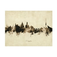 Michael Tompsett 'Dresden Njemačka Skyline Vintage' Canvas Art