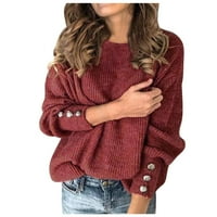Džemperi za žene, ženski modni jednobojni pulover s okruglim vratom, topli džemper s dugim rukavima