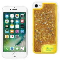 IPhone 7 8 SE futrola s tekućim sjajem i LED efektom u žutoj upotrebi s Apple iPhone 7 8 SE 2-Pack
