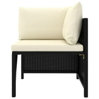 Garnitura za sjedenje na terasi s jastucima od poli ratana u crnoj boji