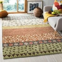Cvjetni Prugasti tepih od vune od Bjelokosti, okrugli, 5'5'
