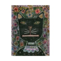Likovna umjetnost s potpisom mijaukanje crne mačke na platnu iz MIB-a