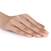 Zaručnički prsten od srebra u ružičastoj boji s dijamantom u obliku karata