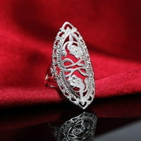 Najveća breza posrebrena legura šuplje rezbarenje cvijet prsten na prst Ženski nakit poklon posrebrena legura smeđa