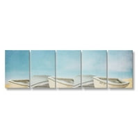 Pomorski brodovi na Plaži pješčani krajolik smeđe i plavo platno zidni umjetnički dizajn Kim Allen, komad, 10 21