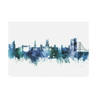 Zaštitni znak likovna umjetnost 'Kingston na Hull England Skyline Blue' platno umjetnost Michaela Tompsetta