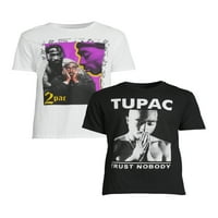 TUPAC muški i veliki muškarci grafički majica s kratkim rukavima, 2-pack, veličine S-3xl