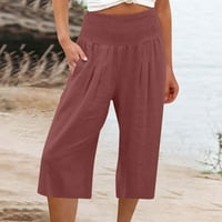 Tajice za žene Plus veličine, ženske široke široke hlače, ravne hlače visokog struka, Ležerne hlače